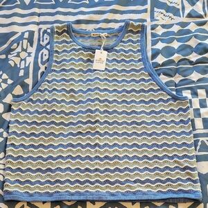Marine Layer Multicolor Wave Pattern Knitt Tank Top